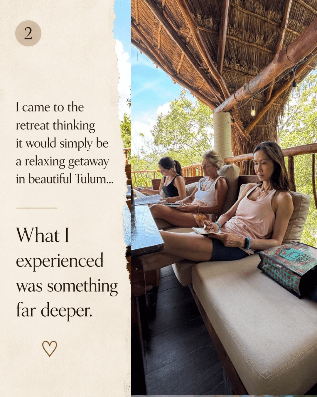 Women gathered together during the Whole & Worthy wellness retreat in Tulum.